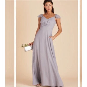 Birdy Grey Dress Kae Bridesmaid Maxi Chiffon Ruffle Womens